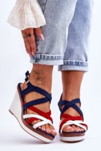 Wedge Sandals With straps navy