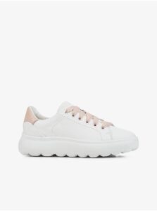 White Women's Leather Sneakers on the