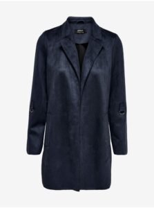 Dark blue lady's coat in suede finish
