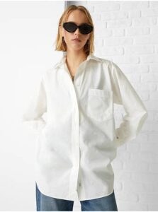White Ladies Oversize Shirt with Embroidery