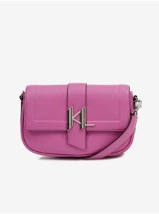 Dark pink women's leather crossbody handbag KARL