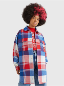 Red and Blue Women's Plaid Outerwear
