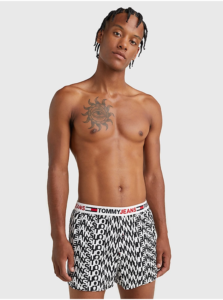 Black and white men's patterned shorts