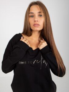 Black cotton blouse with lettering