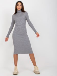 Grey ribbed knitted