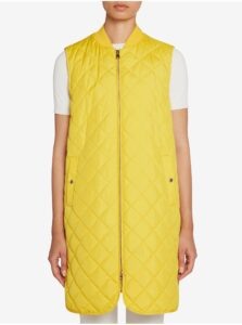 Yellow Womens Long Quilted Vest