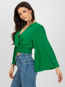 Green clutch formal blouse with