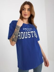 Cobalt blue loose women's T-shirt