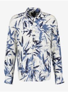 Blue and white men's patterned shirt