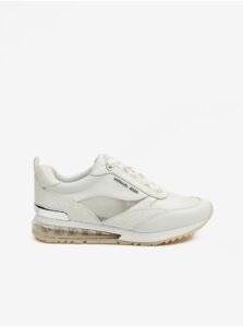 White Womens Sneakers with Leather Details Michael Kors