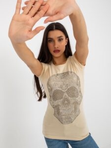 Beige fitted T-shirt with