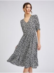 Orsay White-Black Women Flowered Dress