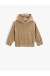 Koton Textured Hooded Basic Sweatshirt with Elastic