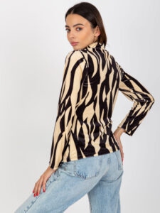 Light beige and black velour blouse with