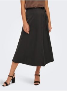 Black Ladies Satin Wrap Midi Skirt
