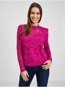 Dark pink women's lace T-shirt