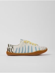Cream Boys Leather Patterned Sneakers