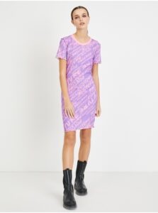 Light Purple Patterned Sheath Dress Versace