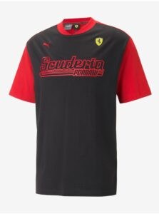 Red and Black Mens T-Shirt Puma Ferrari