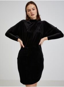 Black sheath dress in suede finish