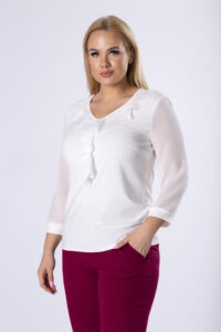 fitted blouse with ruffles on the