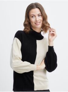 Cream-Black Womens Sweater Fransa