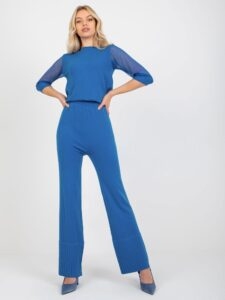 Dark blue knitted trousers with