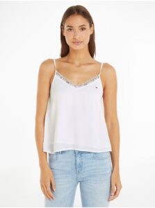 White Women's Tank Top with Lace Tommy Jeans