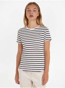 Cream-Black Women's Striped T-Shirt Tommy