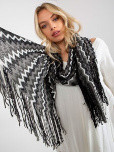 Lady's black patterned scarf with