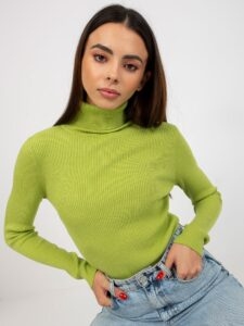 Light green fitted ribbed sweater