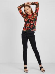 Orsay Red-Black Women Floral T-Shirt