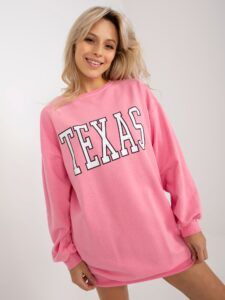 Pink long loose sweatshirt with