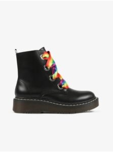 Black Girls' Leather Ankle Boots
