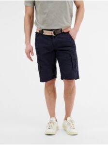 Dark blue men's shorts with belt