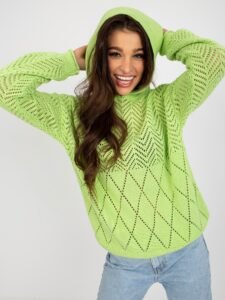 Light green openwork summer sweater