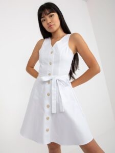 White flowing denim dress